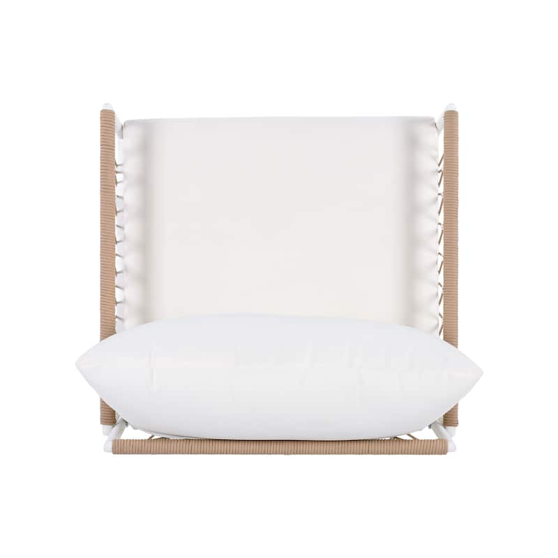Roomfitters 3-Piece Outdoor Conversation Set with 2 Lounge Chairs and Glass Side Table, Handwoven Rope Patio Furniture