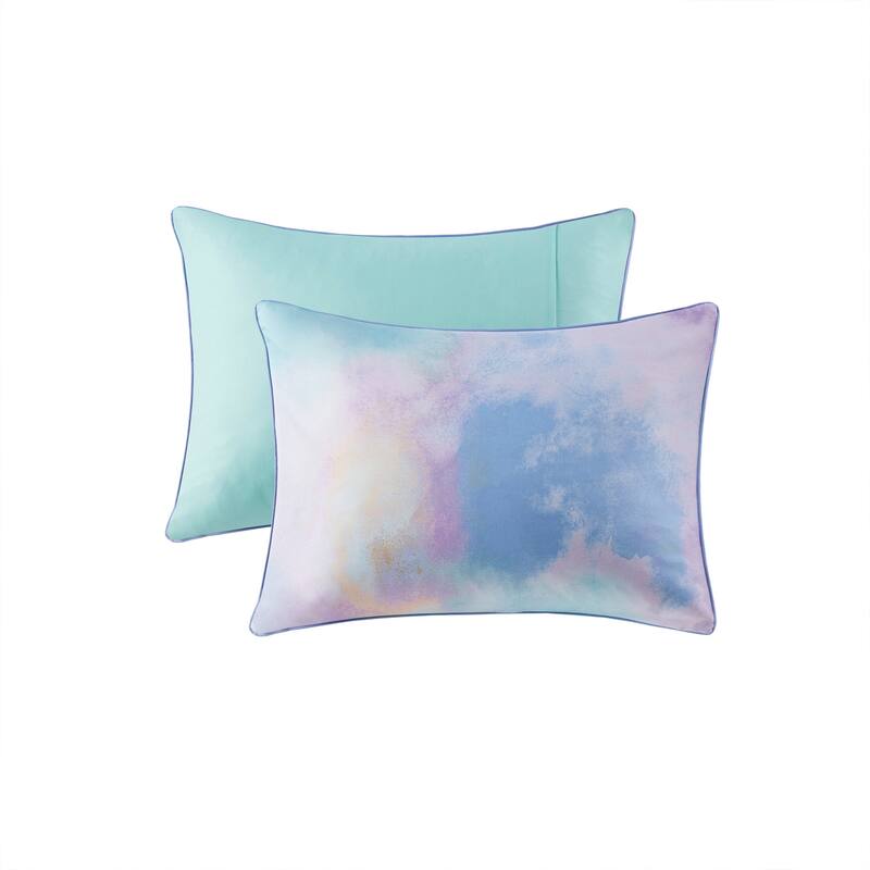 Intelligent Design Karissa Watercolor Tie Dye Printed Comforter Set with Throw Pillow