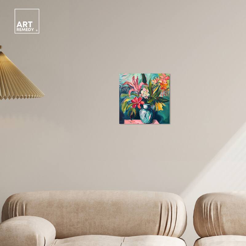 Art Remedy Vase Of Tropical Flowers Gallery Wrapped Flowers In Vase Paintings