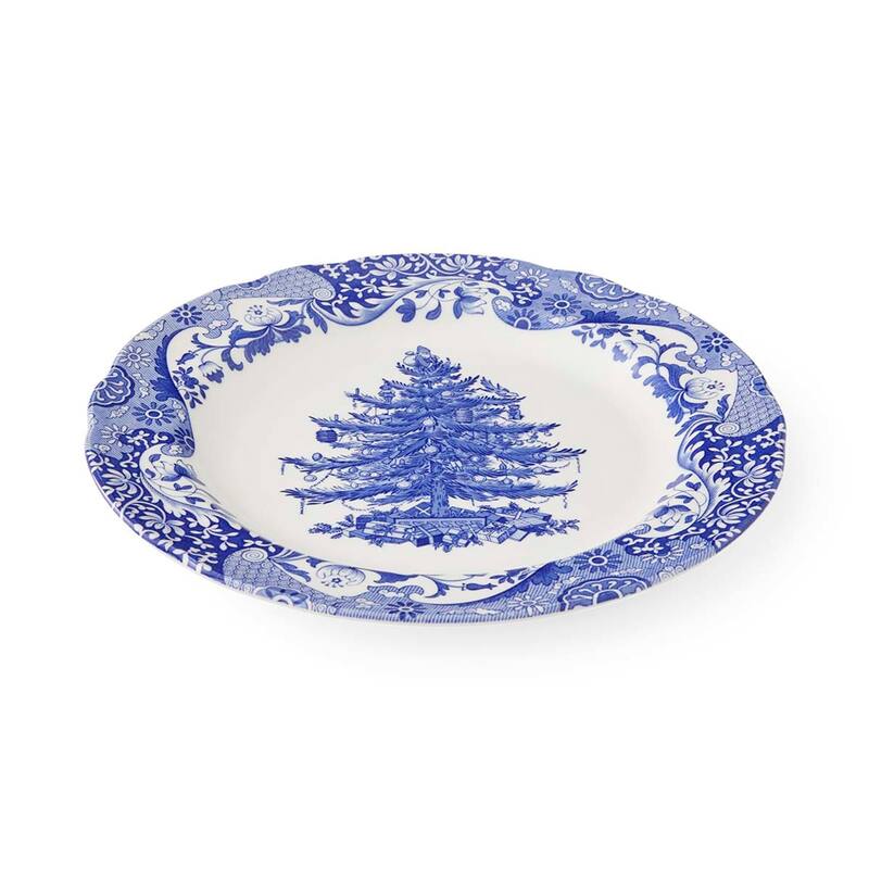 Spode Blue Italian Christmas Tree Plate - 10.6-Inch