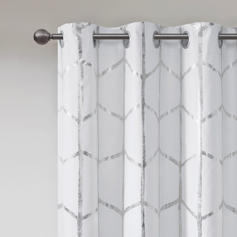 Total Blackout Metallic Print Grommet Top Curtain Panel(Only 1 Pc Panel)
