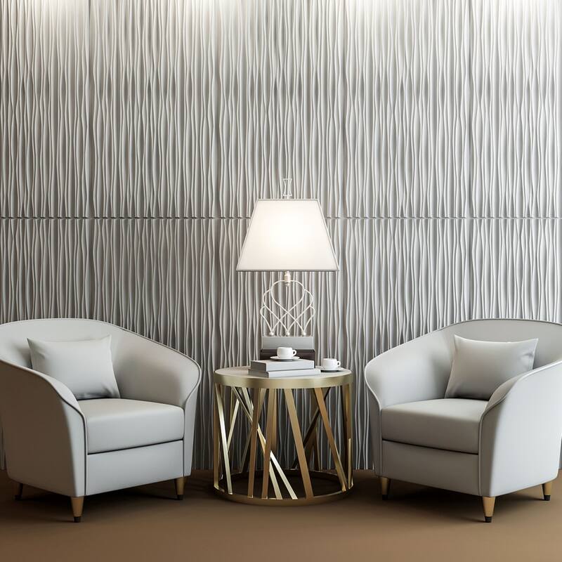 Art3d 47.2X23.6 in PVC 3D Wall Panels for Interior Wall Decor,Textured Wavy Wall Panels, 46.2 SF, 6-Sheet - 47.2x23.6 in