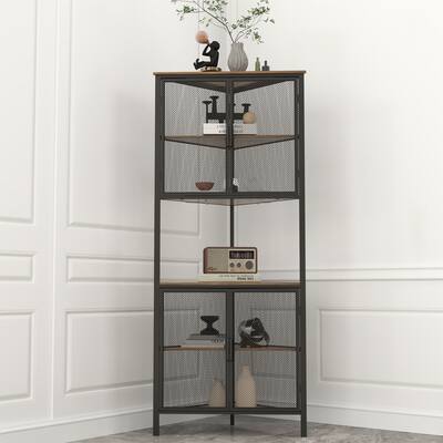 5-Tier Shelves with Metal Mesh Door