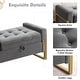preview thumbnail 3 of 15, 66" Storage Bench King Size End of Bed with Double Lids and Gold Legs