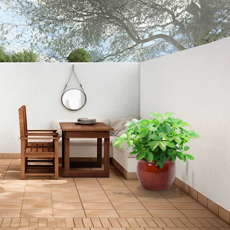 Anmytek Handmade Ceramic Plant Pots Set of 3 Rust Red