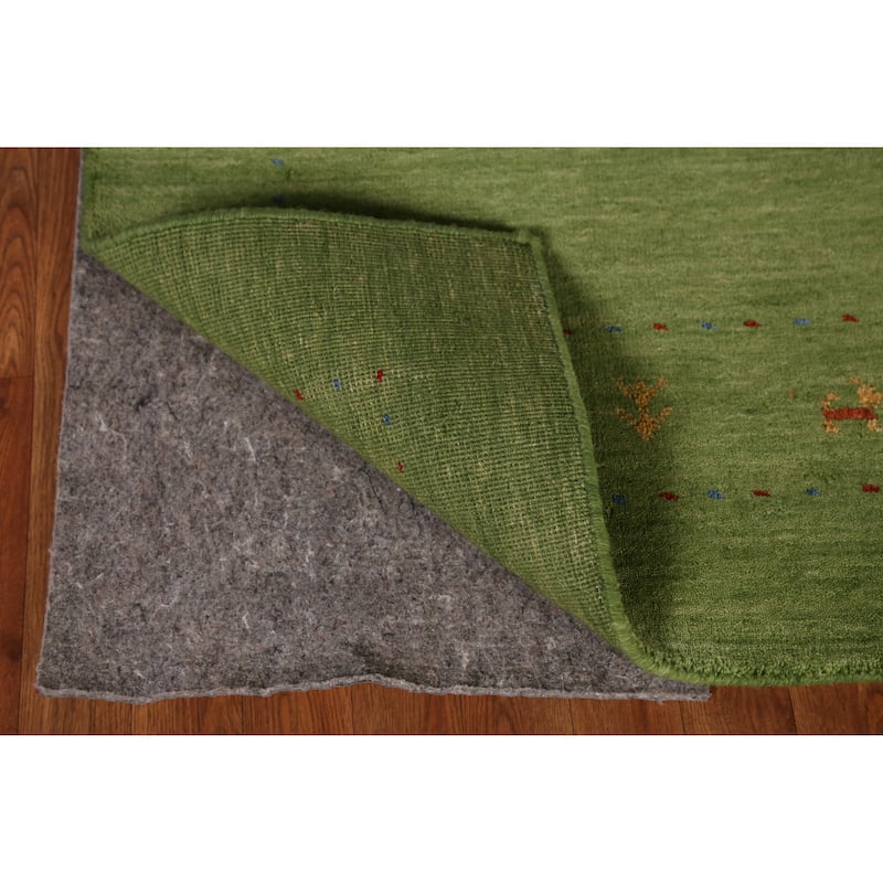 Hand Knotted Oriental 100% Wool Carpet Tribal Tribal Green Gabbeh Area Rug - 7' 7'' X 5' 3''