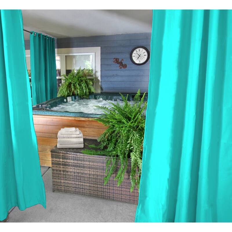 54" x 84" Solid Grommet Semi-Sheer Outdoor Curtain Panel - 54X84 - Ocean
