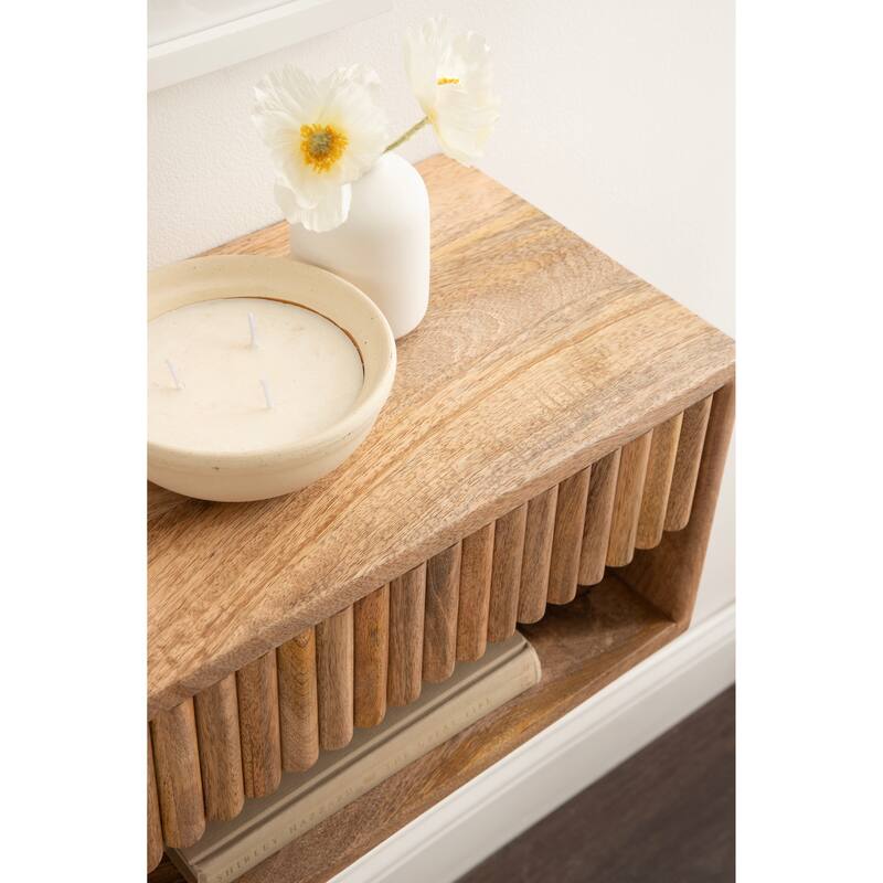 Kate and Laurel Reid Floating Wood Side Table with Open Storage