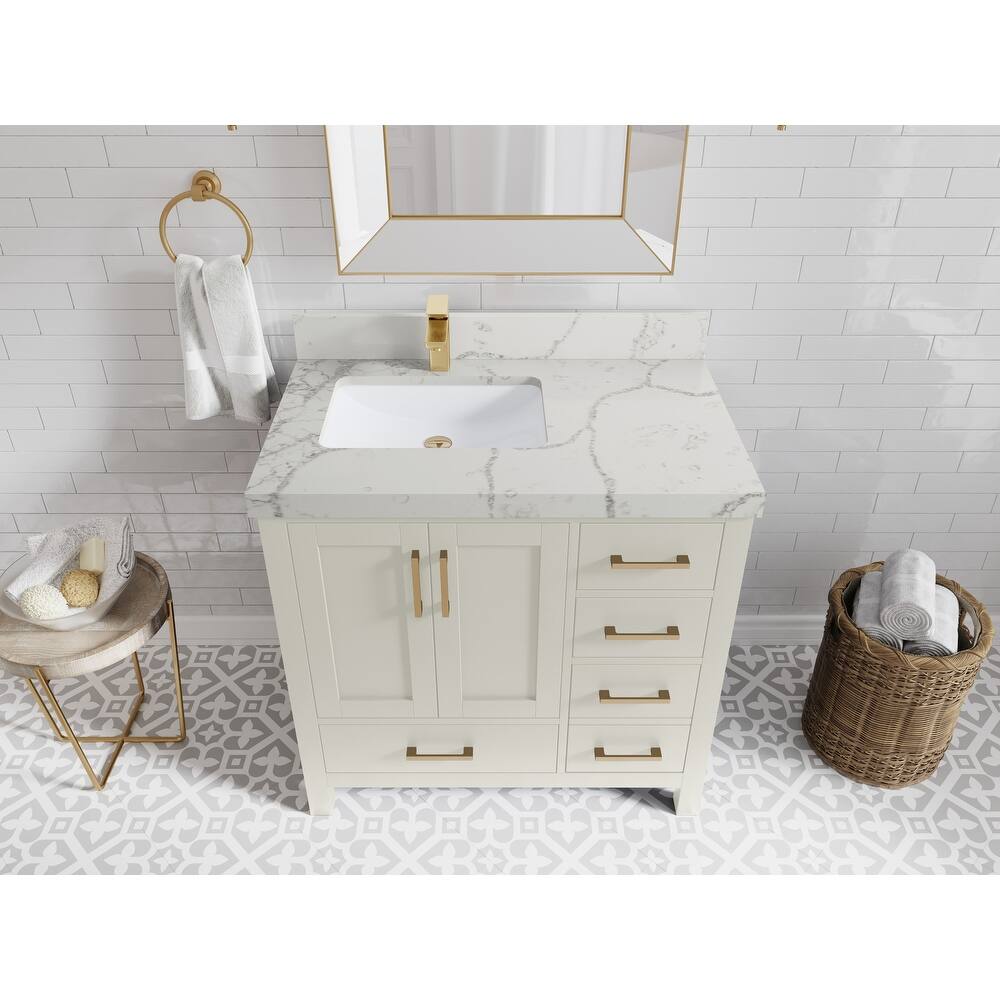 Willow Collections 36 in. W x 22 in. D Malibu Left Offset Sink Bathroom Vanity with Countertop