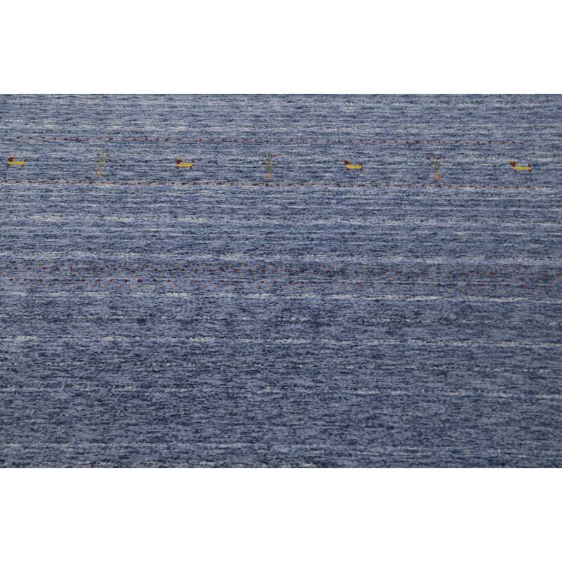 Hand Knotted Oriental 100% Wool Carpet Tribal Animal Pictorial Navy Blue & Blues Gabbeh Area Rug - 8' 3'' X 5' 8''