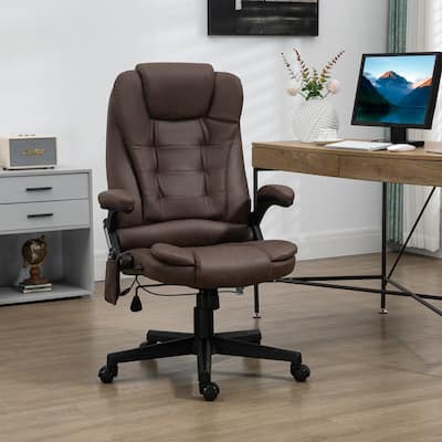 6 Point Vibrating Massage Office Chair Microfiber High Back Executive Office Chair with Heat, Padded Armrests and Remote