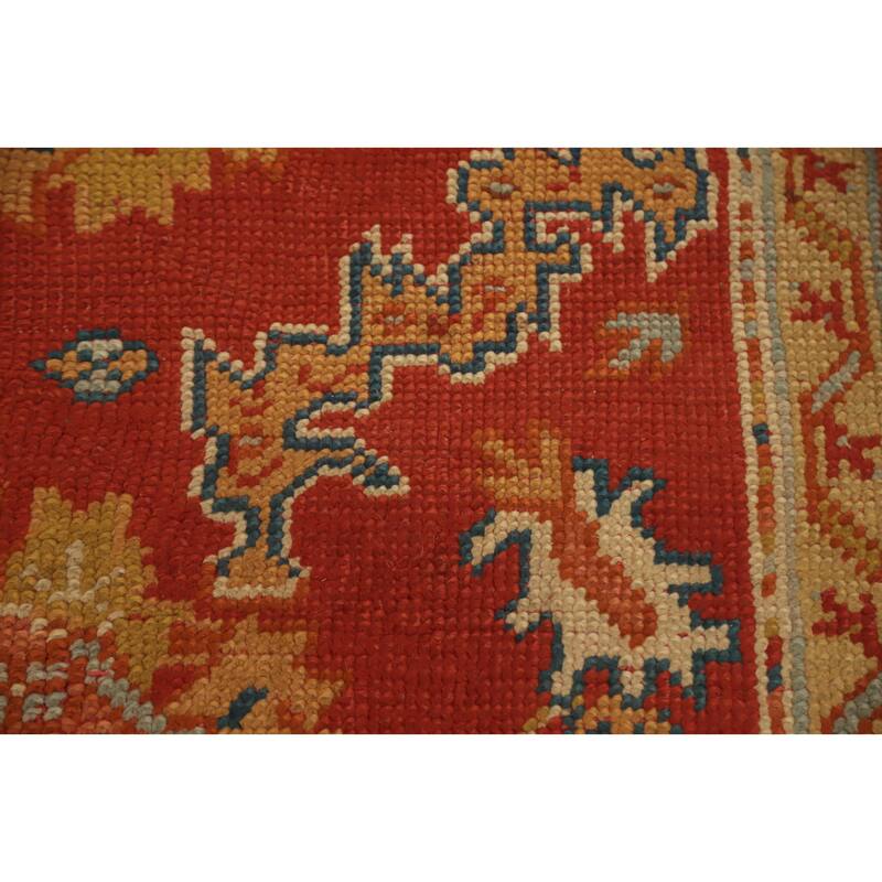Hand Knotted Oriental 100% Wool Carpet Transitional Floral Oranges & Rust Oushak Area Rug - 11' 4'' X 8' 8''