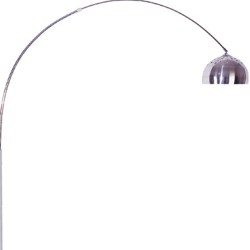 Contemporary White Metal Arched Floor Lamp with Silver Dome Shade E26 Bulb, 120W, Bedroom Lighting - 48" x 14" x 85"
