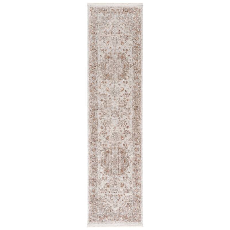 SAFAVIEH Kendal Yuriko Traditional Rug - 2' x 8' Runner - Ivory/Beige Grey