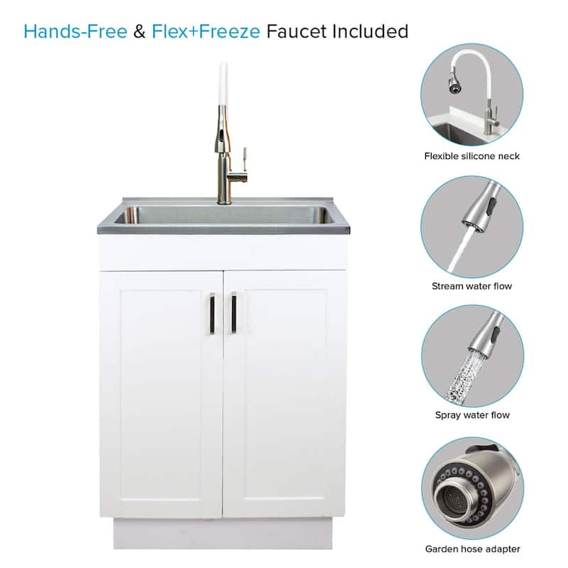 Transolid 24-inch All-in-One Laundry Sink Utility Cabinet - 23" x 19.52" x 34.5"