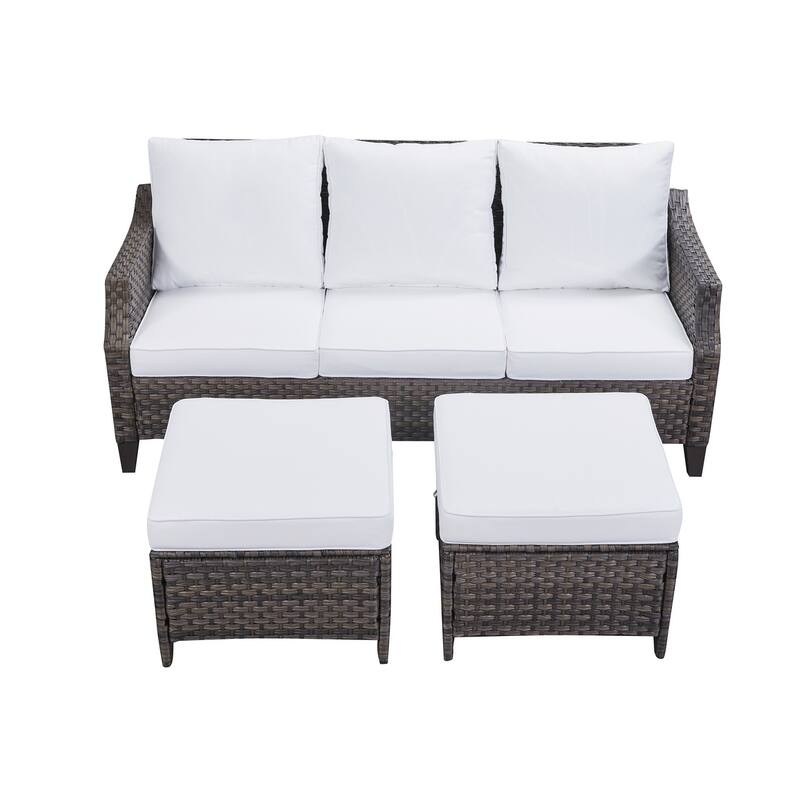 Gymojoy Outdoor Sofa Rattan 3-piece Sectional Sofa Set