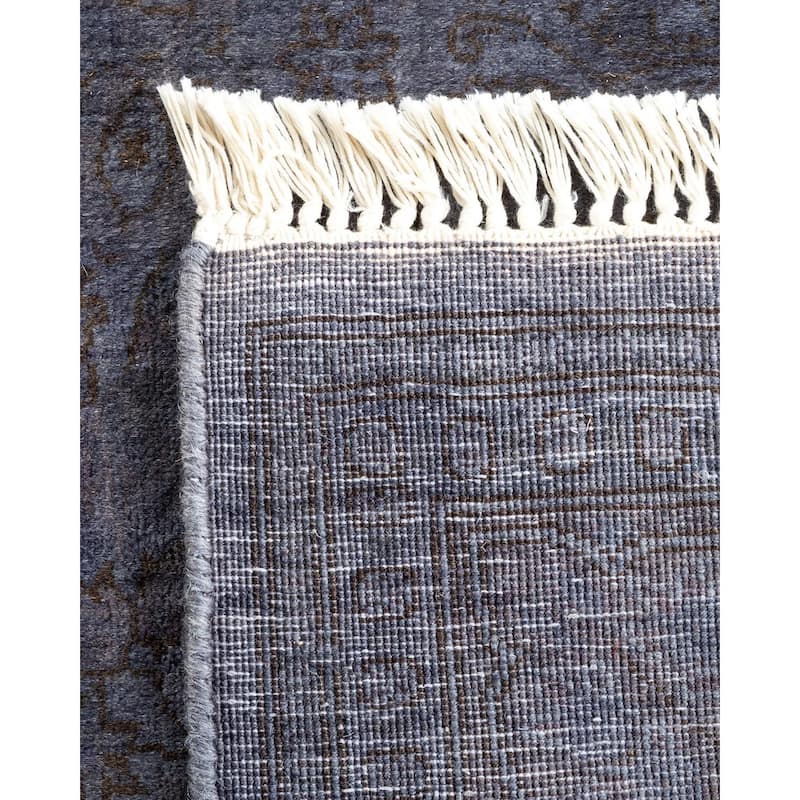 Overton Hand Knotted Wool Vintage Inspired Modern Contemporary Overdyed Gray Area Rug - 2' 7" x 8' 1"
