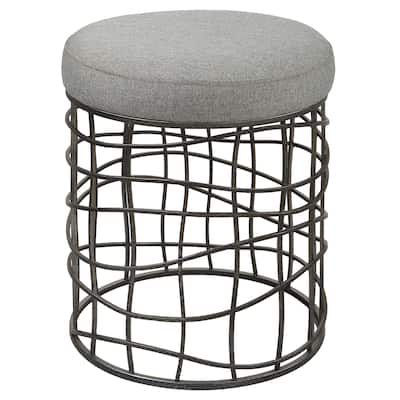Asymmetrical Round Accent Stool - 19.75" - Gray