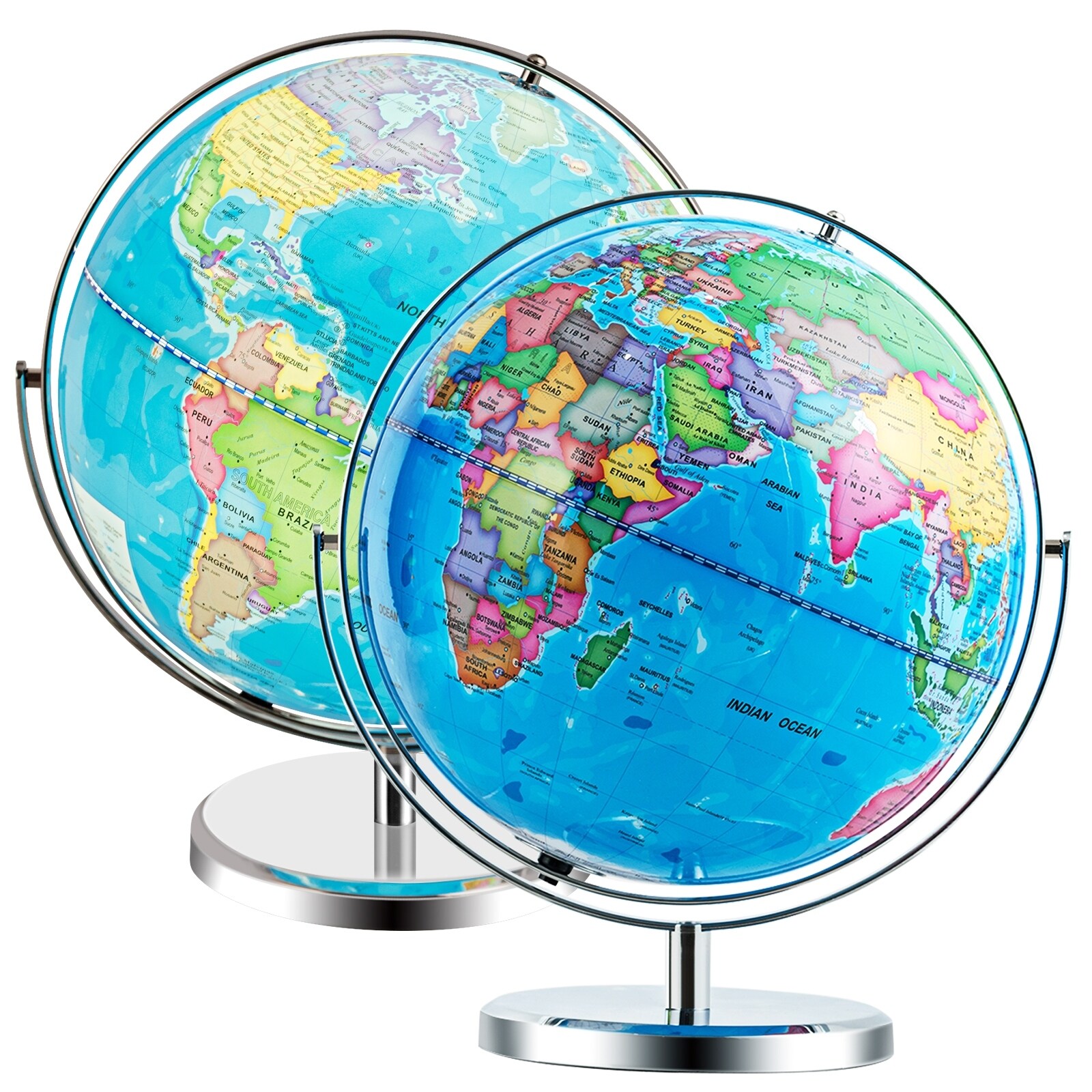 13 Inch LED Lighted World Globe 720 degree Rotation for Kids and