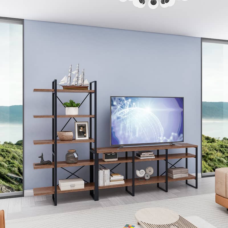 Davee Antique Walnut Colo Entertainment TV Stand - 106.30"W*71"H*12.52"D - 106.30"W*71"H*12.52"D - Antigue Wood