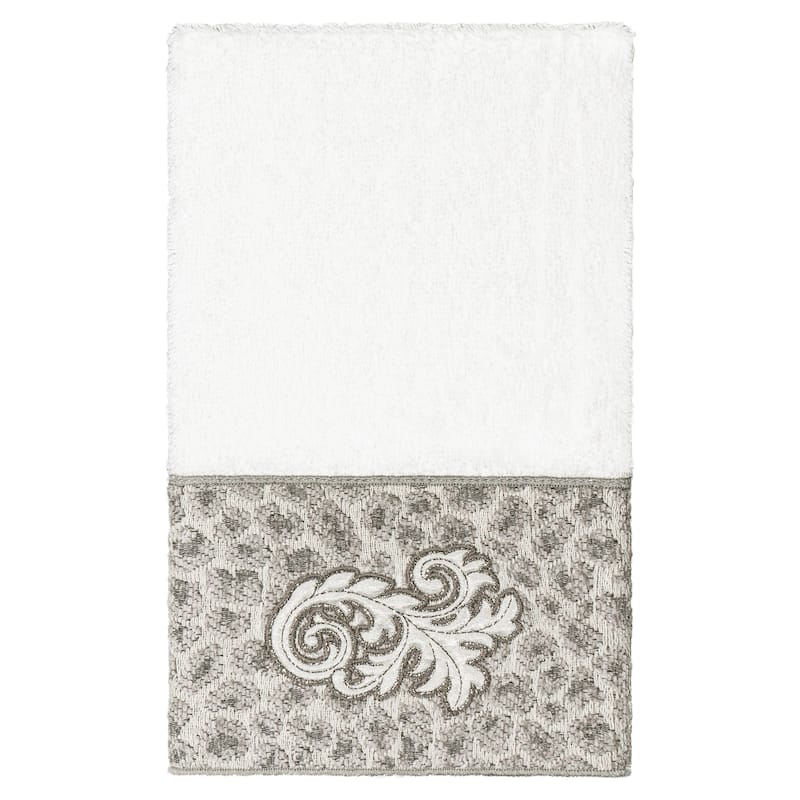 Authentic Hotel and Spa 100% Turkish Cotton April Embellished Hand Towel - White