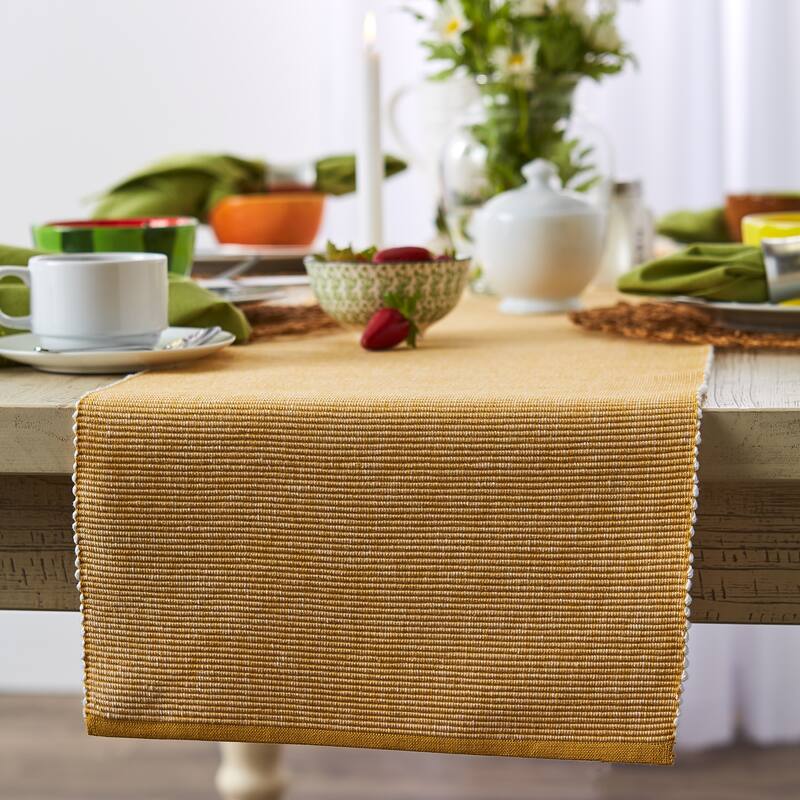 DII Black & White 2-Tone Ribbed Table Runner