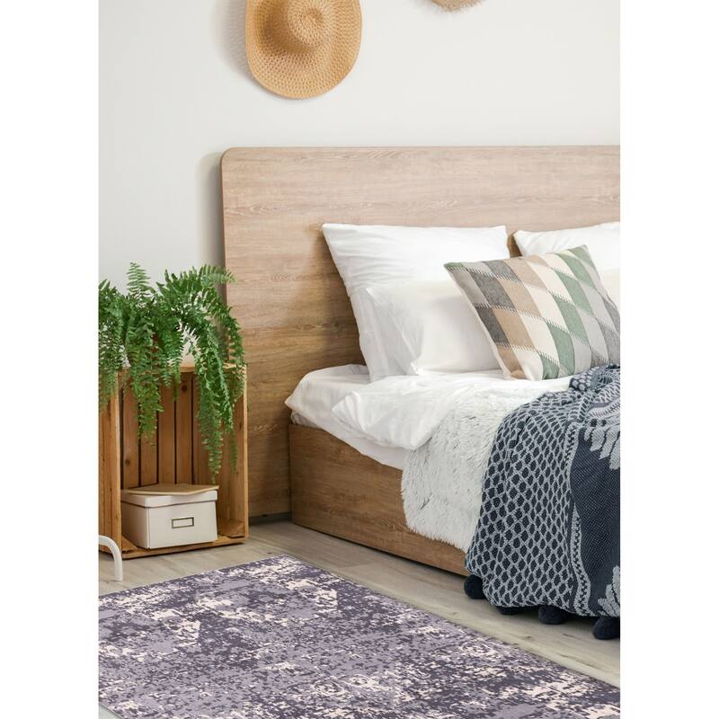 ECARPETGALLERY Hand Loomed Elysian Dark Grey Wool Rug - 5'0 x 7'11