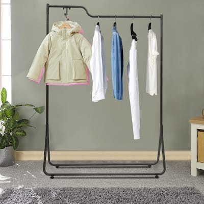Modern Simple Garment Rack Single Rod Floor-Standing Shelves