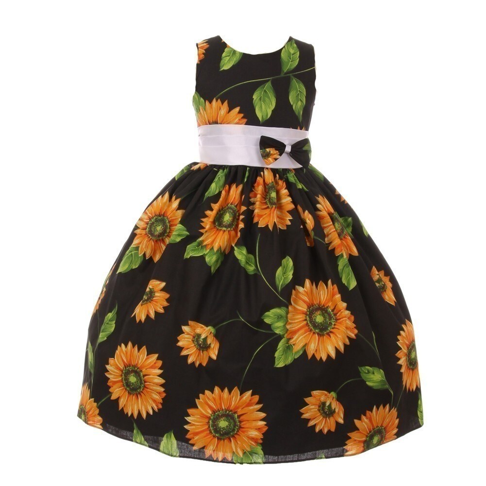 black orange floral dress