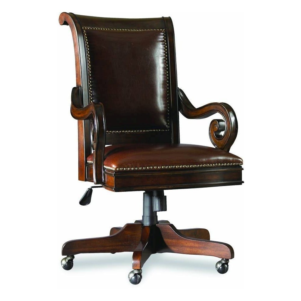 Hooker Furniture 374-30-220 Adjustable Height Cherry Wood and Leather - Distressed Rich Brown