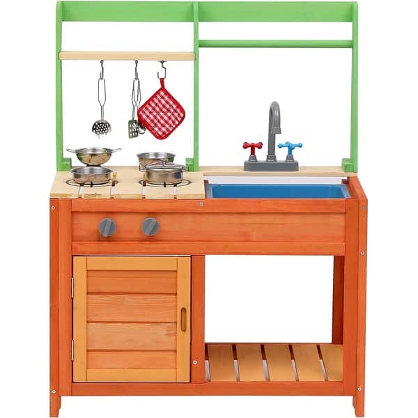 slide 2 of 13, Mud Kitchen for Kids Outdoor, Kids Outdoor Play Kitchen Playset with Cookware Accessories Kids