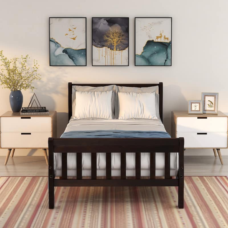 Wood Platform Bed Twin Bed Frame Panel Bed