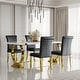 preview thumbnail 127 of 193, 65 inch Faux Marble Dining Table Set with Boucle Dining Chairs Black and Gold - Table with 4 Chairs