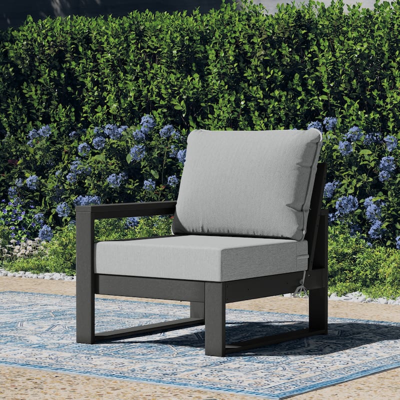 Polytrends Endless Patio Deep Seating Left Arm Chair with Gray Frame