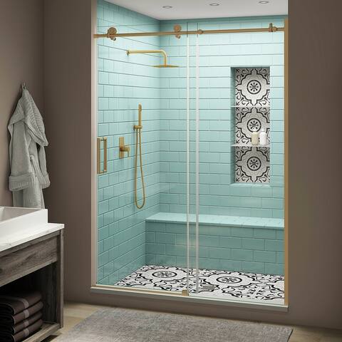 Coraline XL 60 - 64 in. x 80 in. Frameless Sliding Shower Door with StarCast Clear Glass, Left Hand