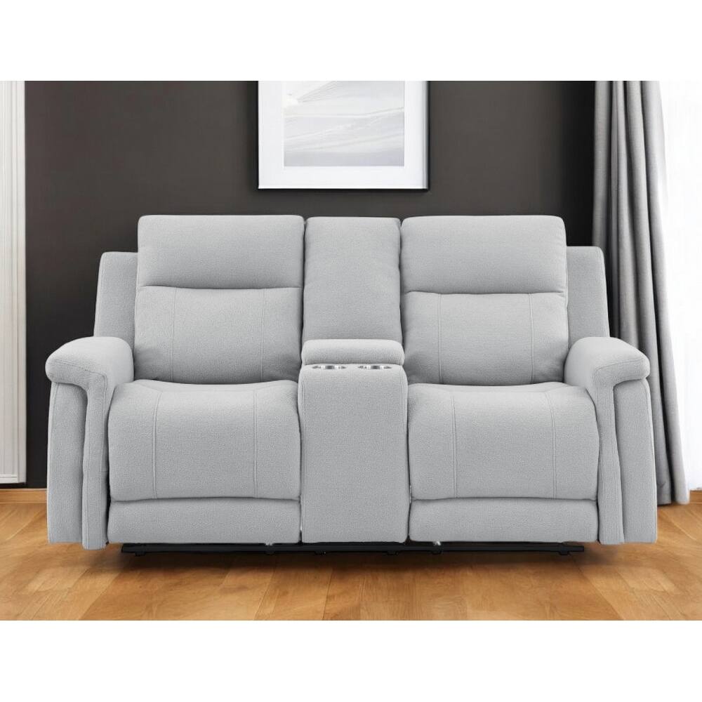 71" Light Gray Power Reclining Loveseat With Storage