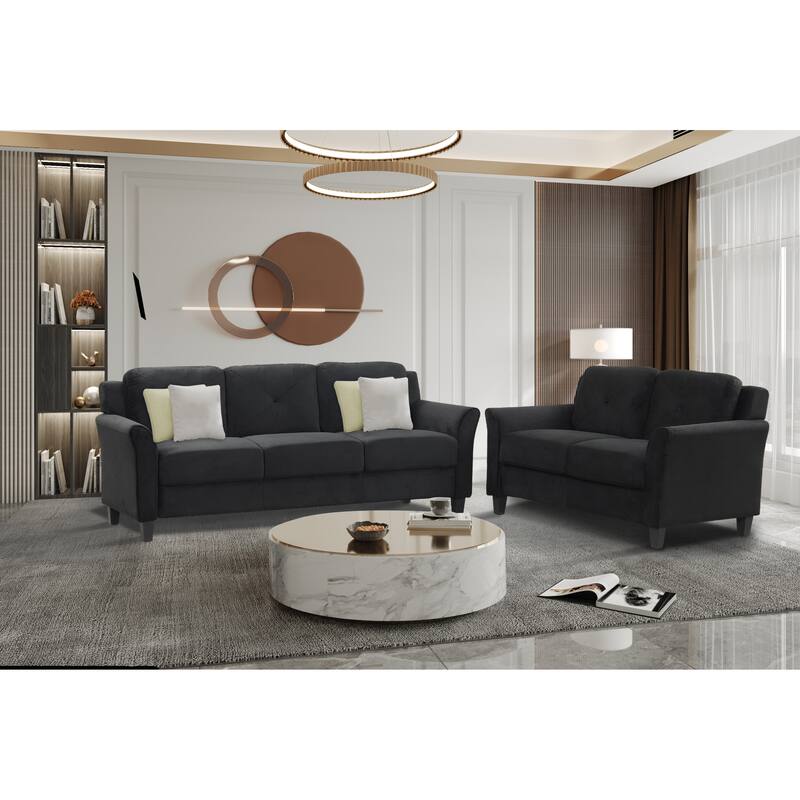 74.9" Polyester 3-seater Sofa With Solid Wood Frame and High Elastic Sponges Cushion for Living Room