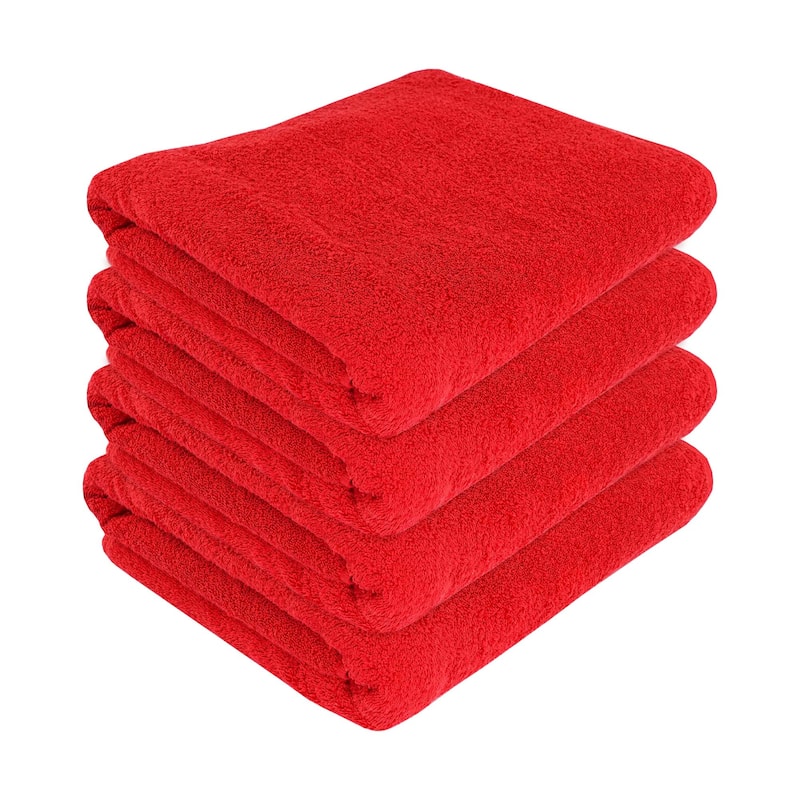 Large Bath Towel - Ultra-Absorbent Natural Cotton Bath Sheet Towel for Bathroom - 40 x 80 Inches Thick Luxury Bath Towel - Eponj Red - Pack of 4