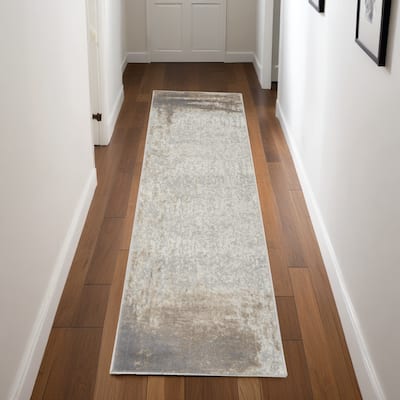 Power Loomed Abstract Modern Non Skid Stain Resistant Low Pile Area Rug - 90' X '27' X '0.25