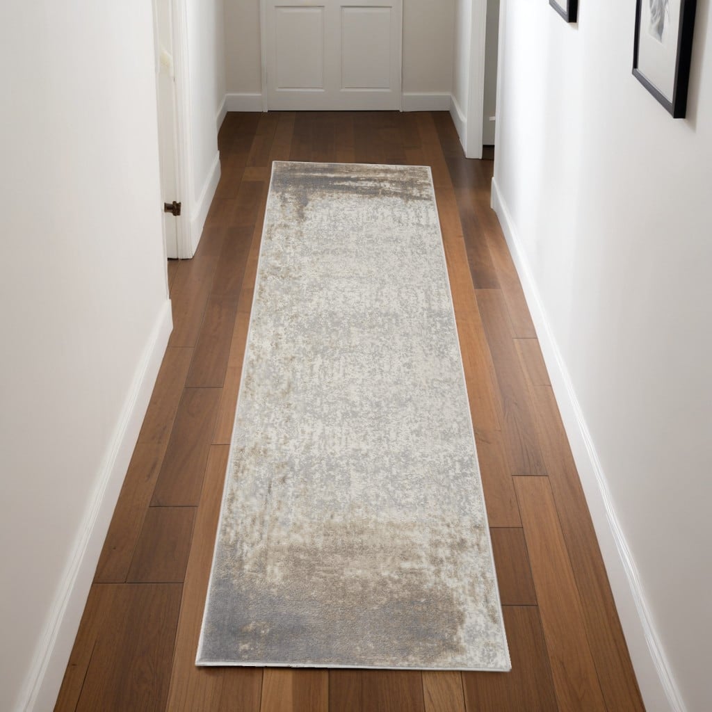 Power Loomed Abstract Modern Non Skid Stain Resistant Low Pile Area Rug - 90' X '27' X '0.25