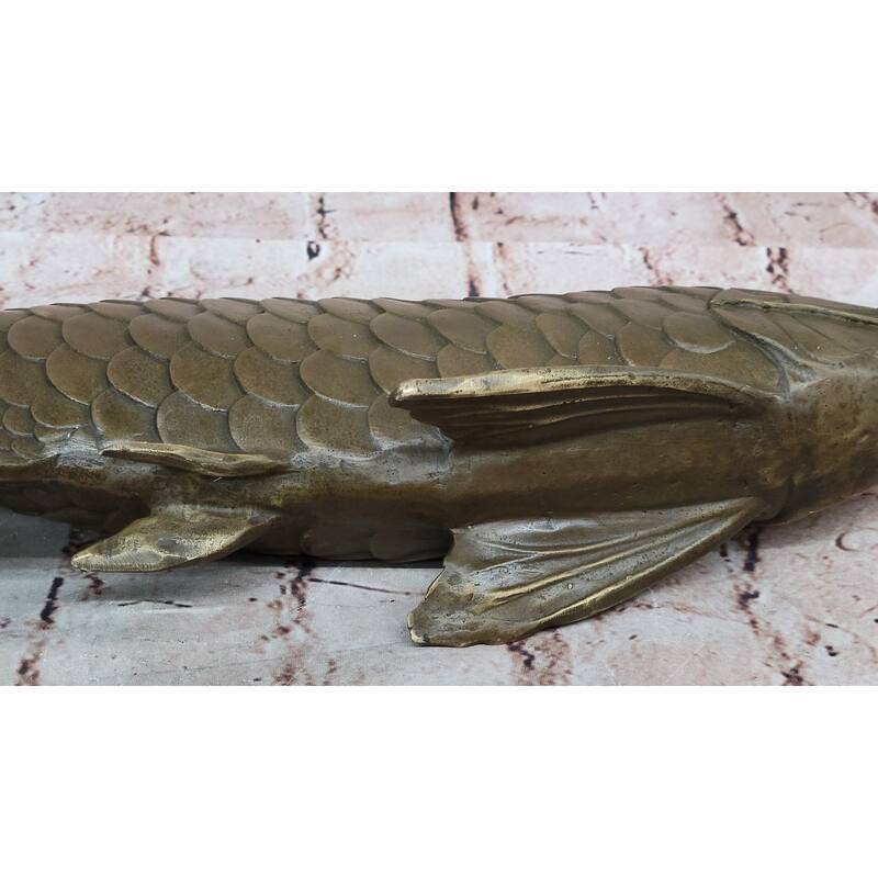 Bronze Arowana Imitative Fish Sculpture – Asian Feng Shui Wealth Symbol Figurine