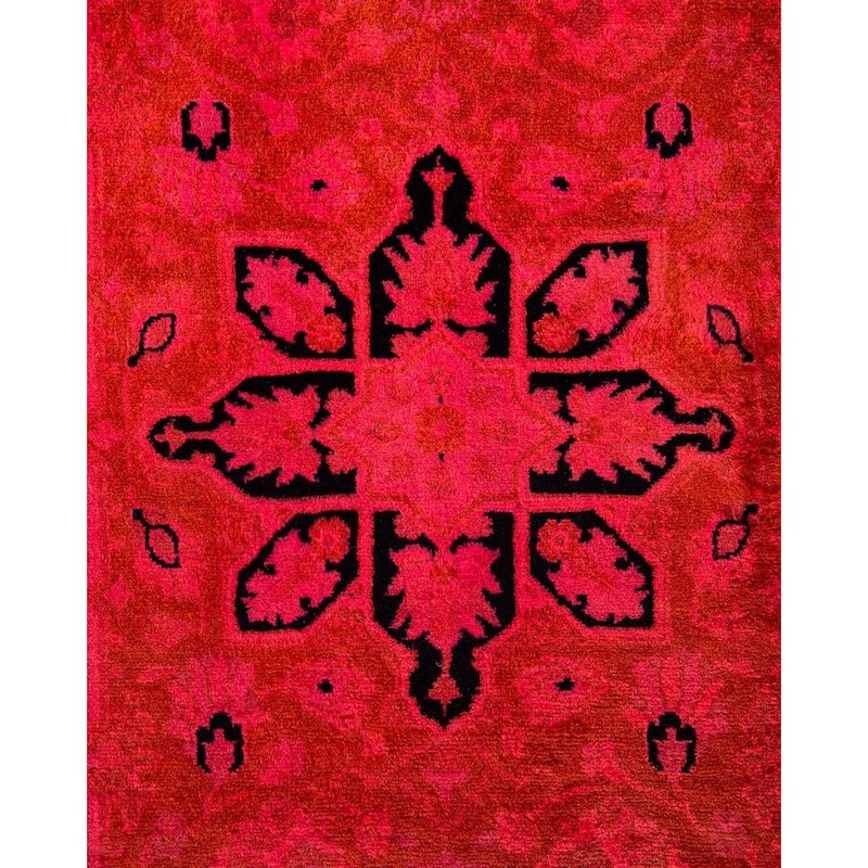 Overton Hand Knotted Wool Vintage Inspired Modern Contemporary Overdyed Pink Area Rug - 3' 2" x 5' 3"