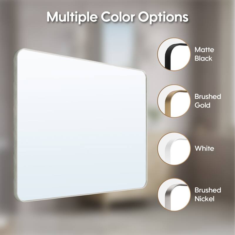 Modern Bathroom Rectangular Wall Mounted Anodized Aluminum Framed Vanity Mirror