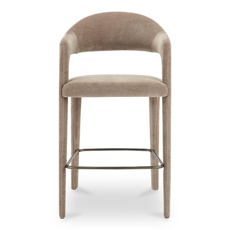 NADAAL STUDIOS Bryn, Bar Stool With Open Barrel Back - 23.6"W x23.3"D x42.9"H - Camel