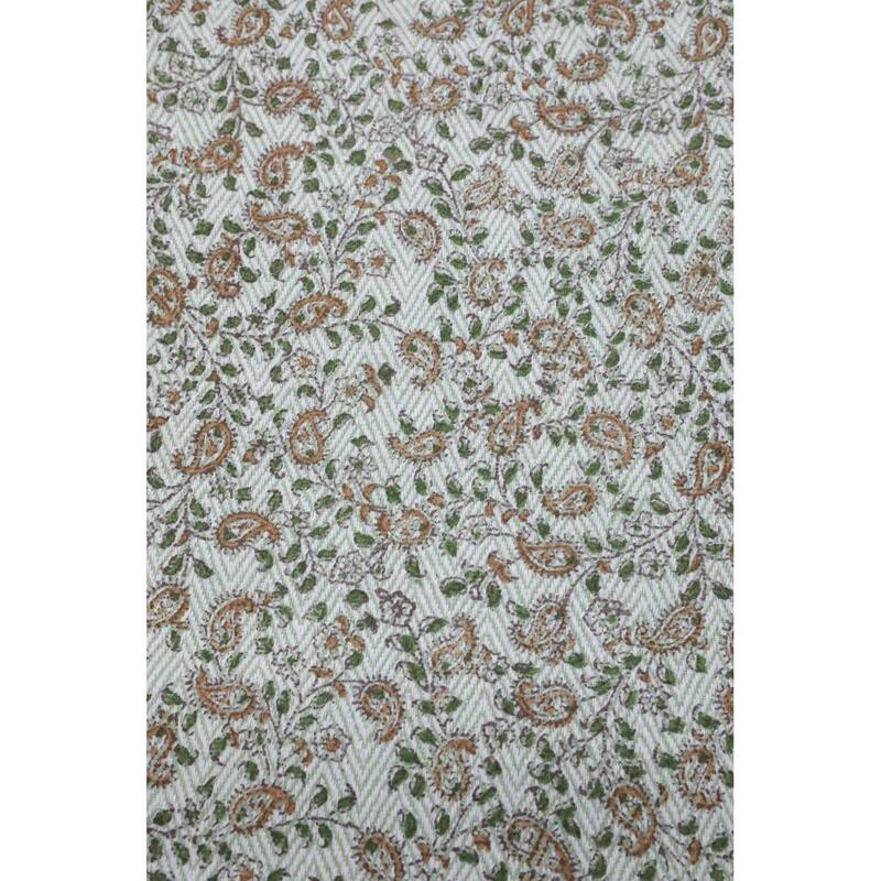 Fabdivine Keri Jaal Handcrafted Cotton Throw - Traditional Indian Block Print Blanket with Fringe, 90" x 54"