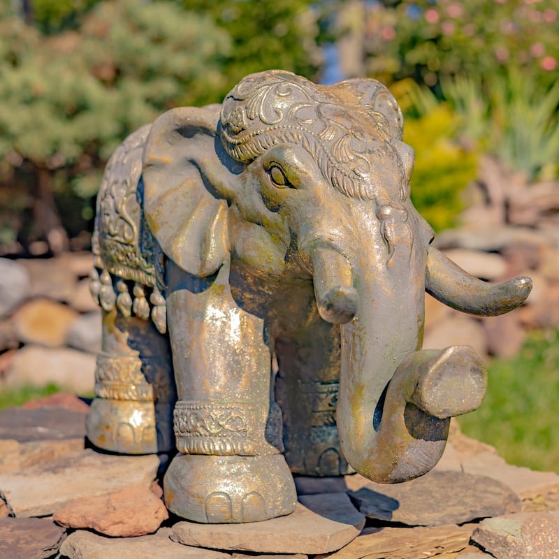 Boho Elephant Statue - 25.2"x10.6"x15.7"