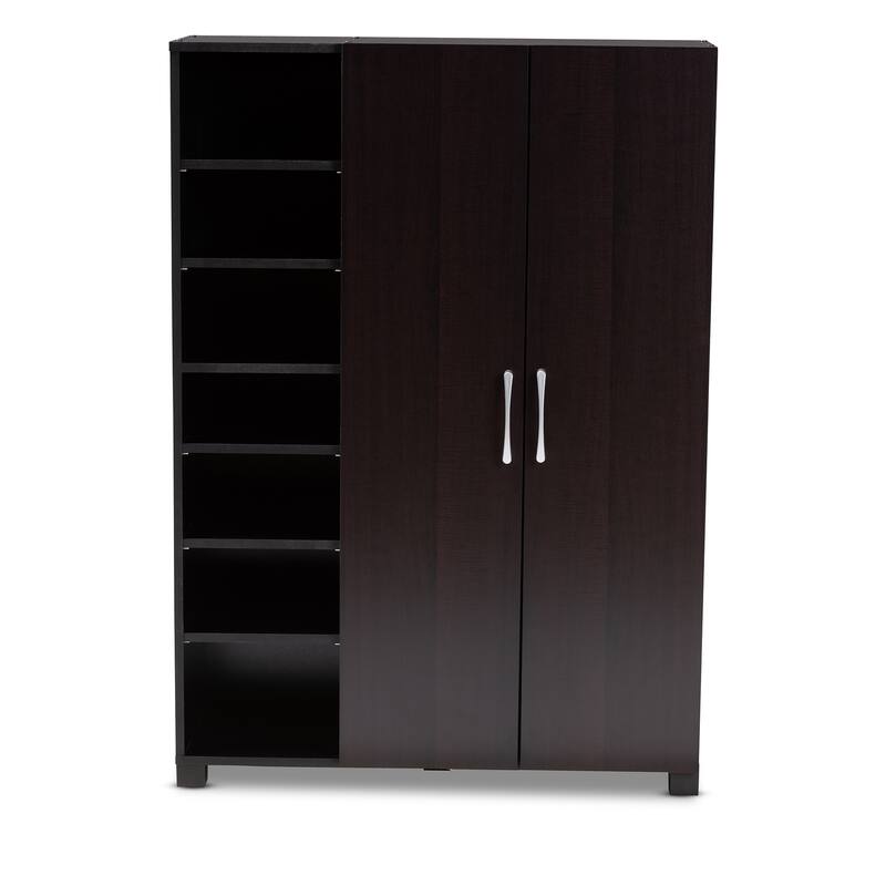 Contemporary Wenge Dark Brown Shoe Storage Cabinet