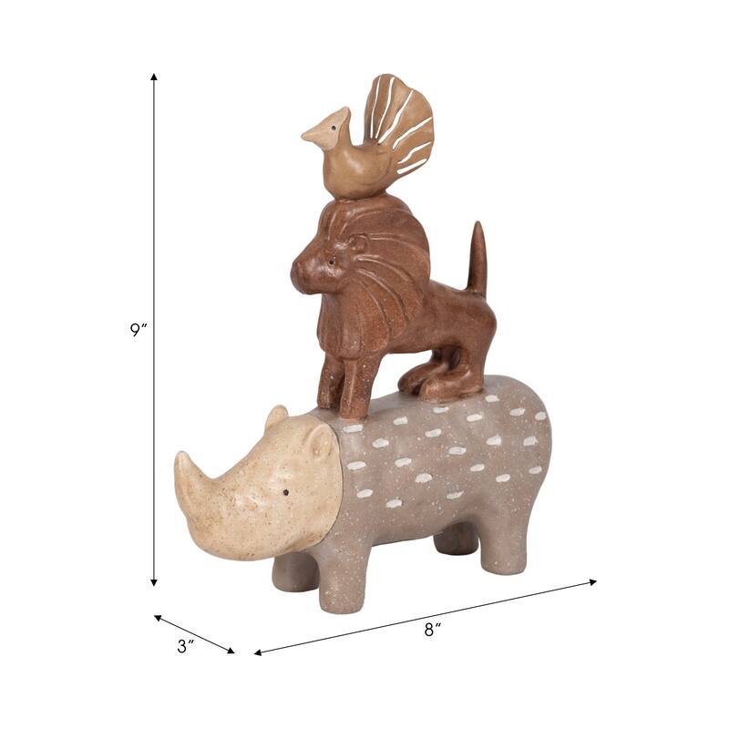 Decorative Stacked Animal Figurines - 8" Multi