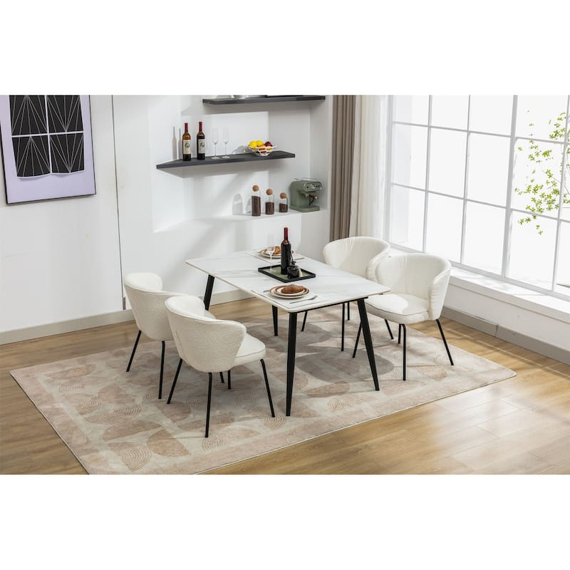 Set of 2 Boucle Fabric Dining Chairs
