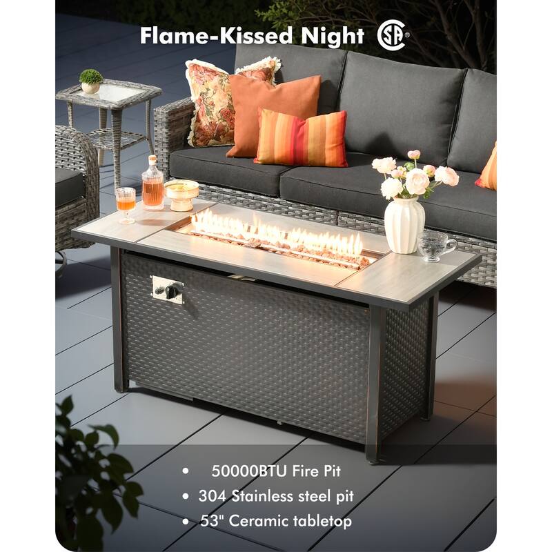 OVIOS 6 Pieces Patio Furniture Set with Fire Pit